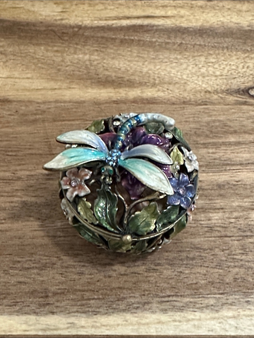 Vintage Dragonfly Floral Trinket Box - Multicolor